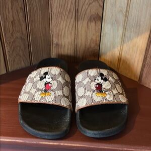 Coach Mickey Mouse Disney Slides - Black and Brown